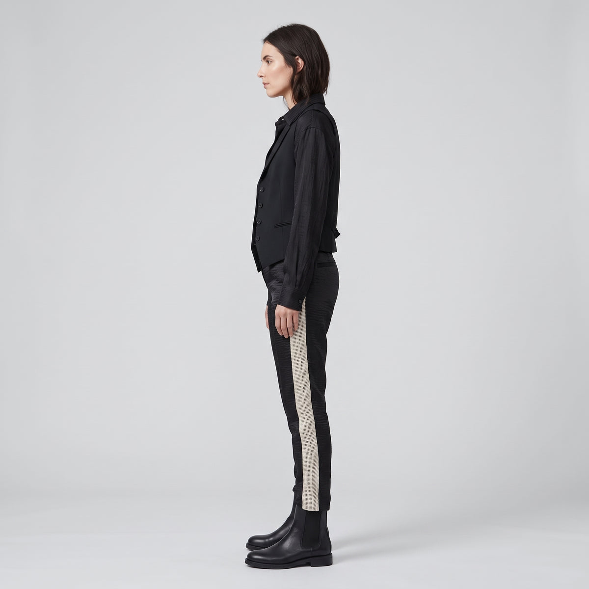 Textured Side-Stripe Tailored Trousers