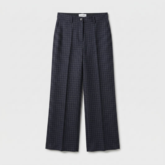 Checked Tailored Wide Leg Trousers
