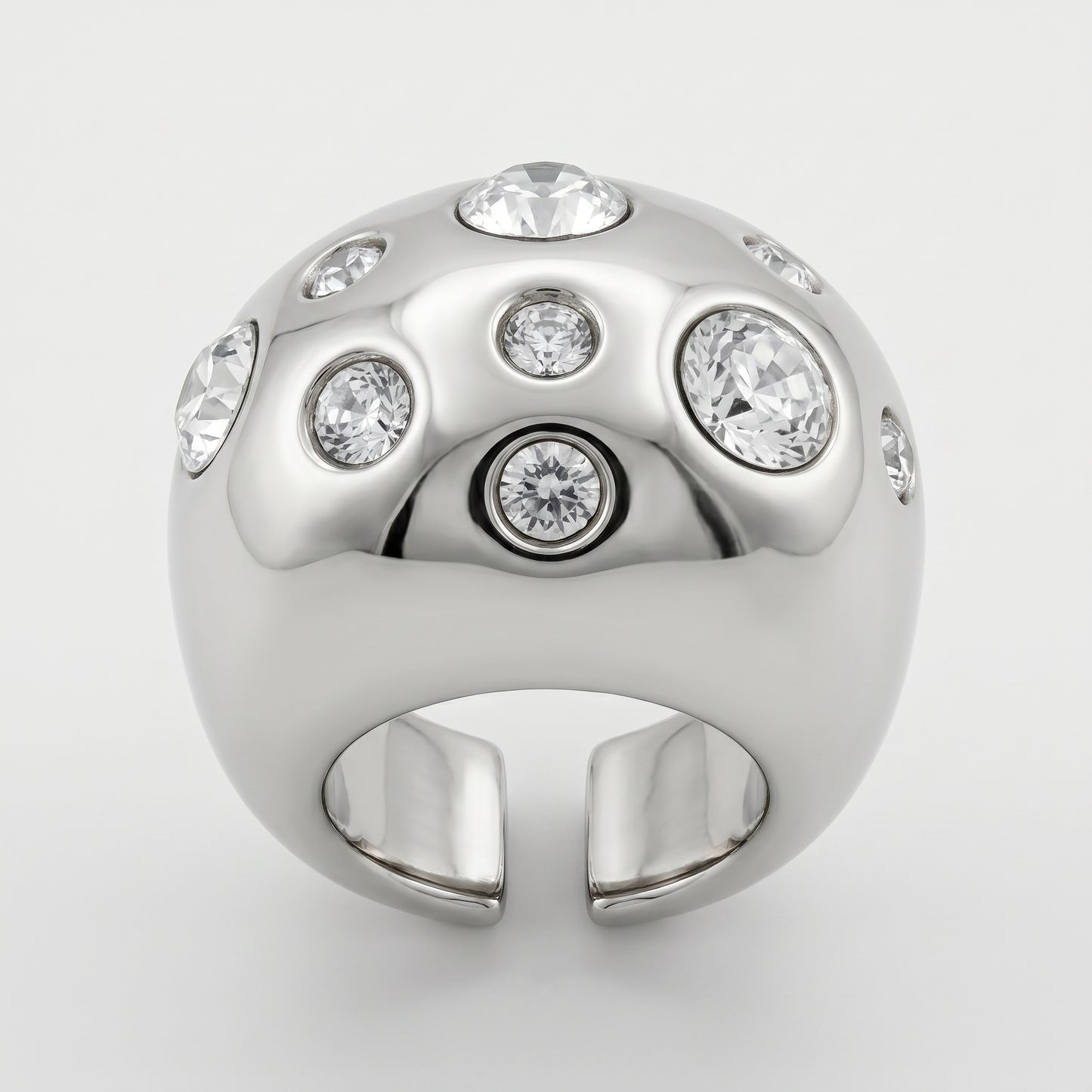 Crystal Embellished Silver Ring