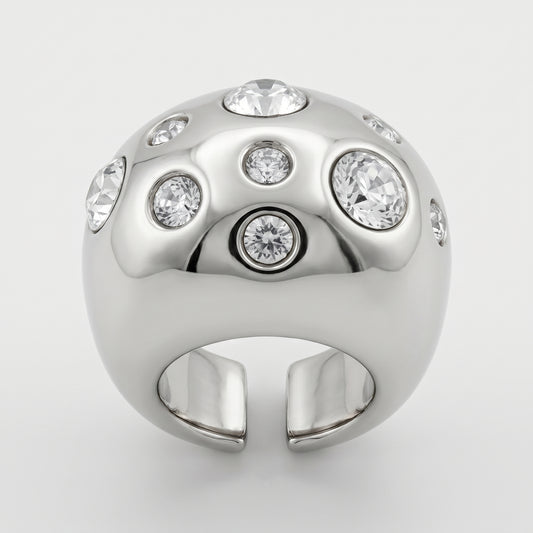 Crystal Embellished Silver Ring