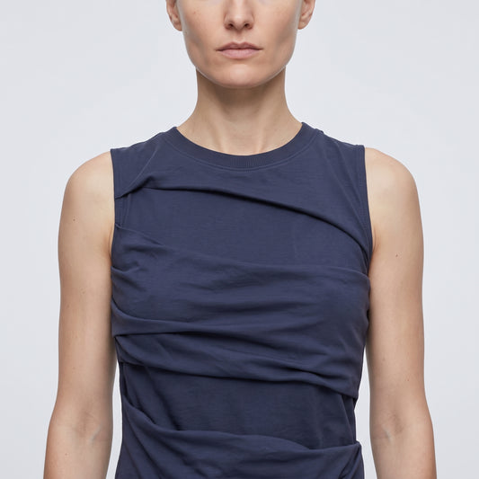 Cut-Out Navy Cotton Tank