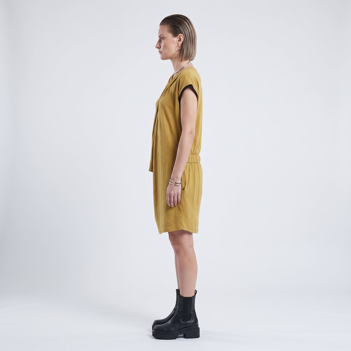 Draped Mustard Cotton Top