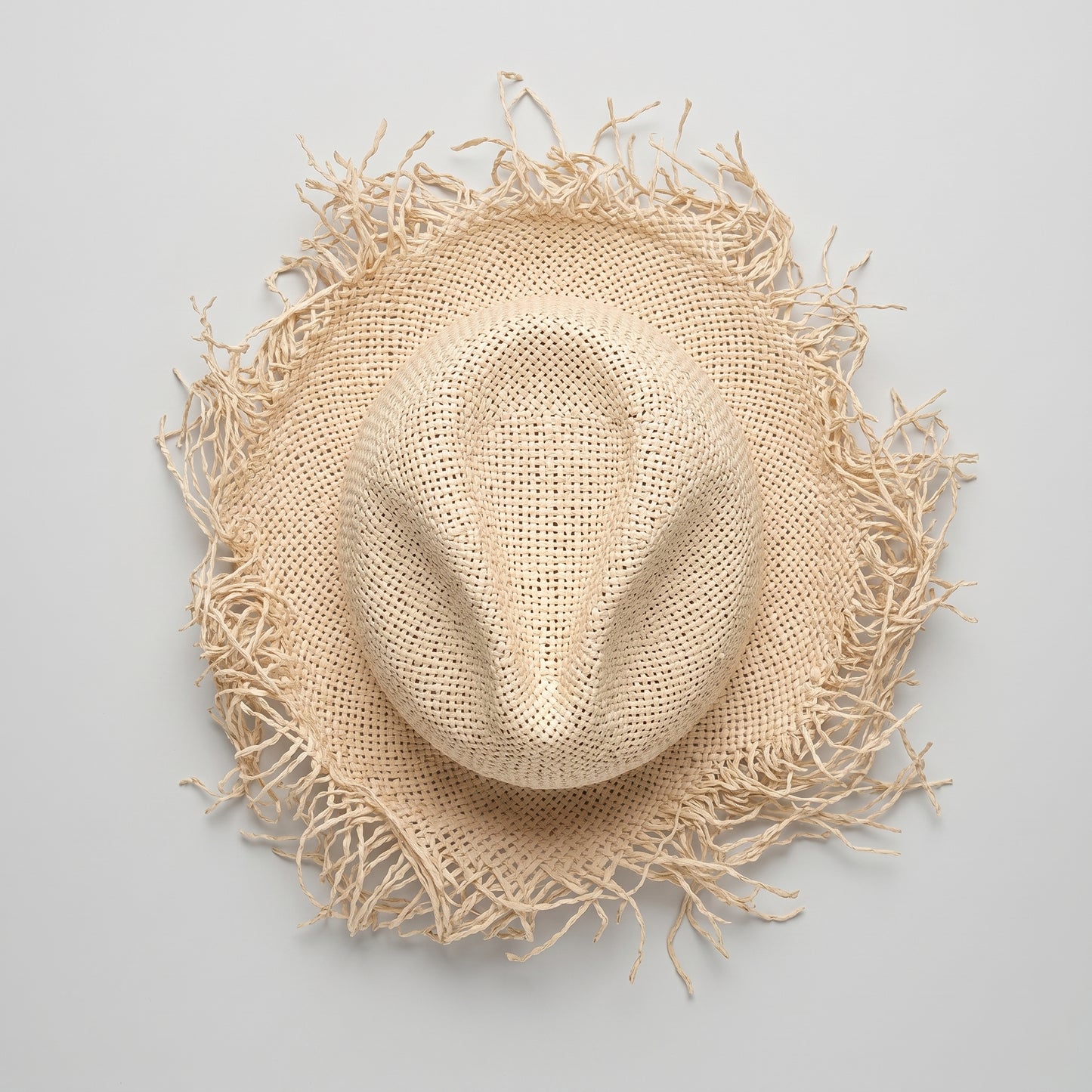Frayed Brim Straw Fedora Hat