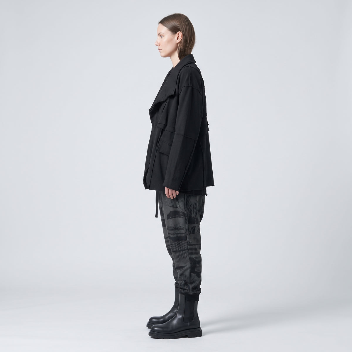 Graphic Print Drop Crotch Trousers