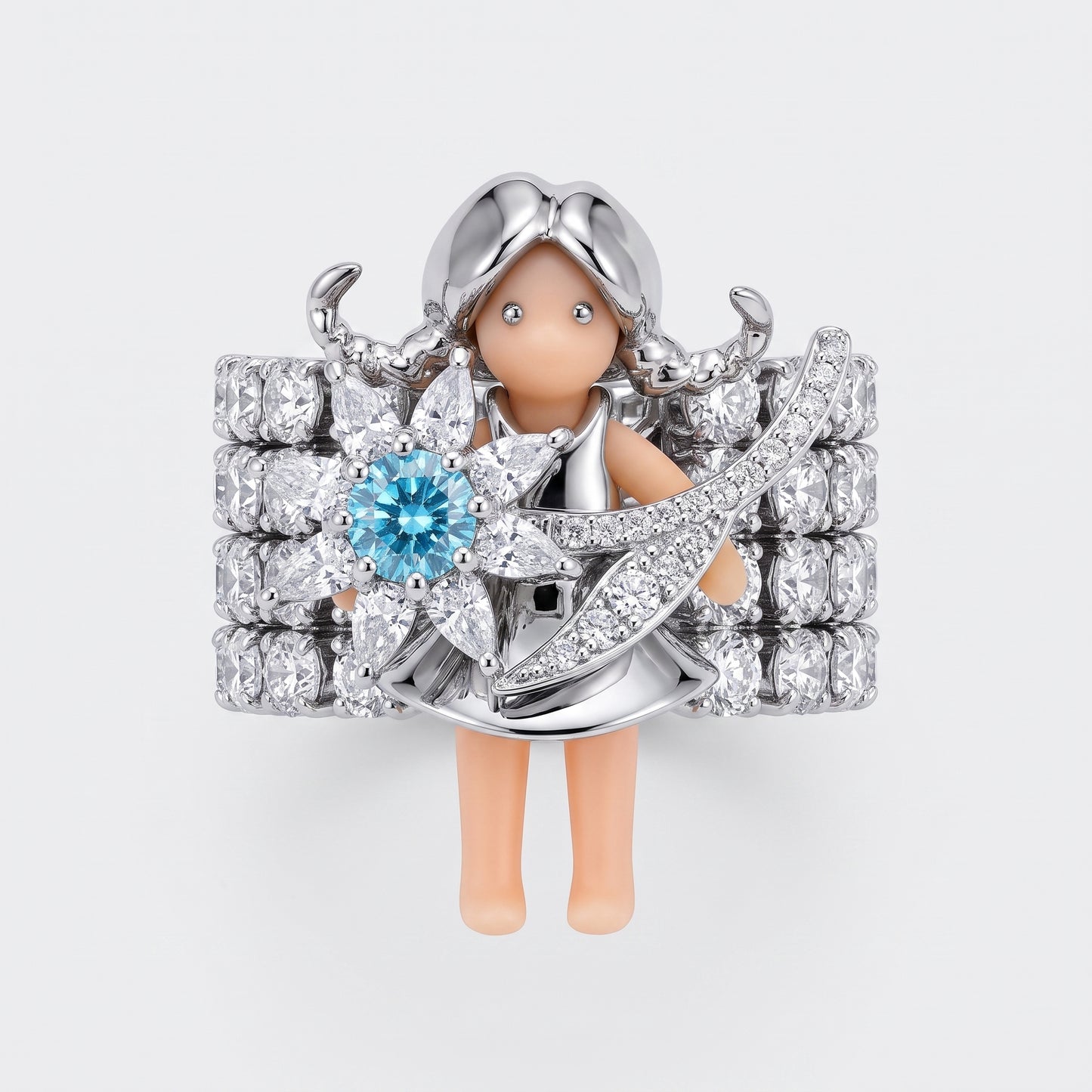 Whimsical Figural Diamond Statement Ring