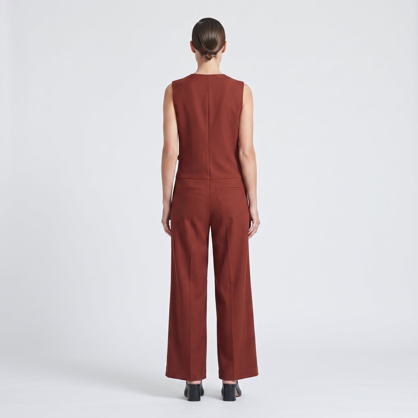 Tailored Asymmetric Rust Jumpsuit