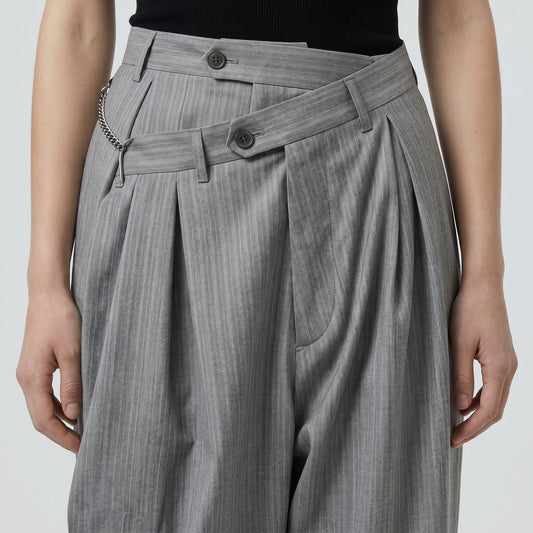 Asymmetric Tailored Pleated Trousers