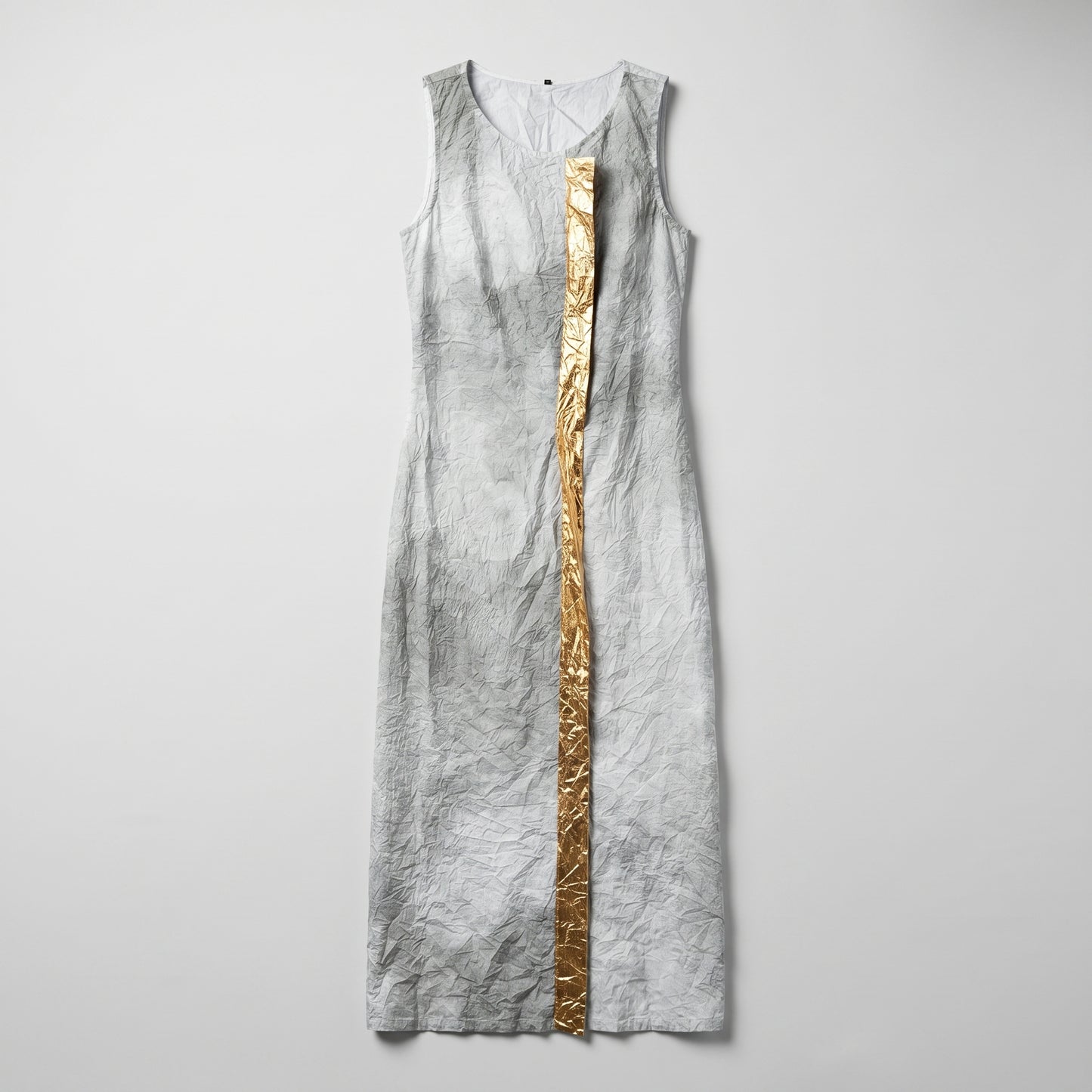 Crinkled Gold Detail Midi Dress