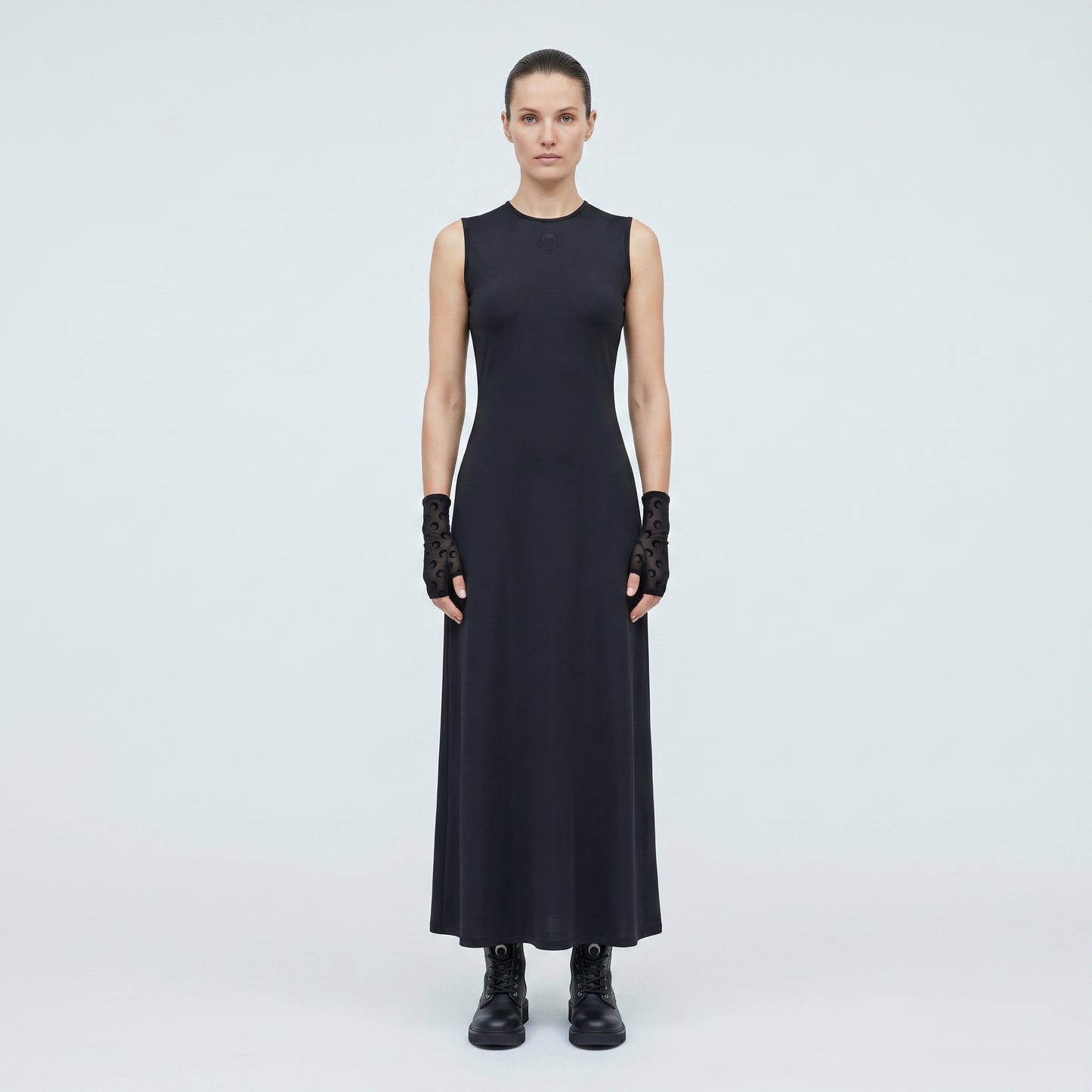 Sleeveless Minimalist Black Midi Dress