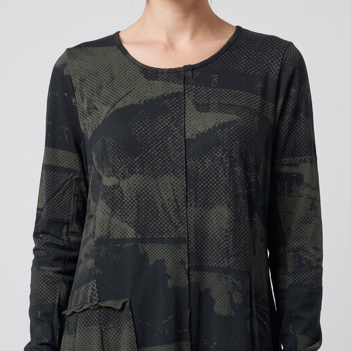 Abstract Print Long Sleeve Dress