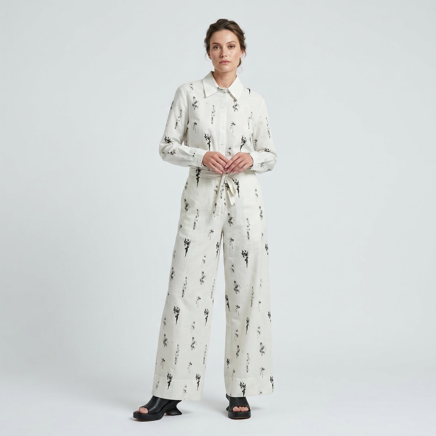 Abstract Print Wide Leg Trousers