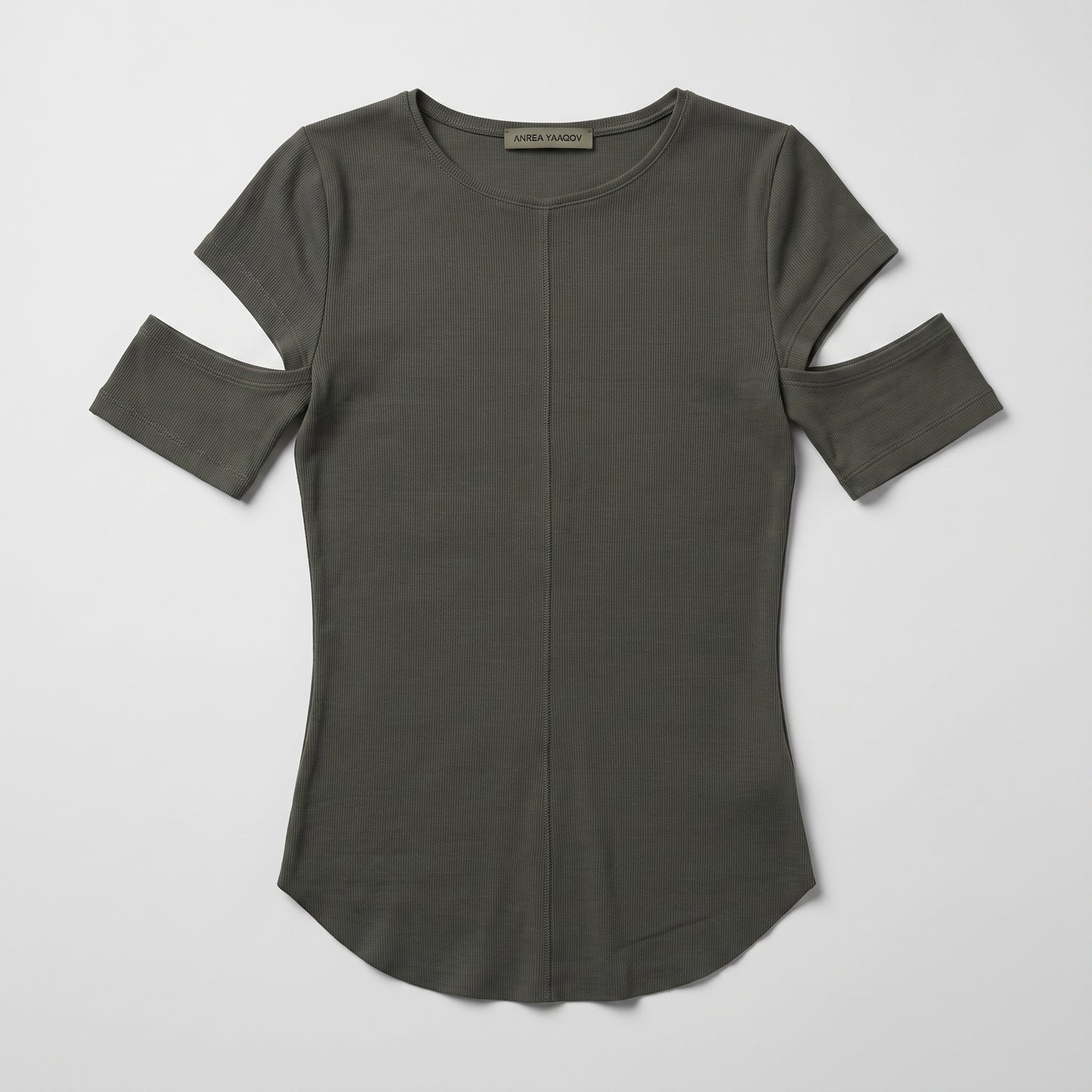 Ribbed Cutout Shoulder Top