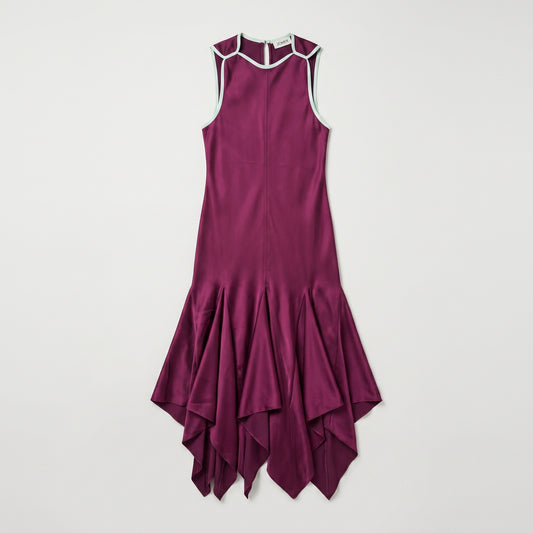 Contrast Trim Asymmetric Midi Dress