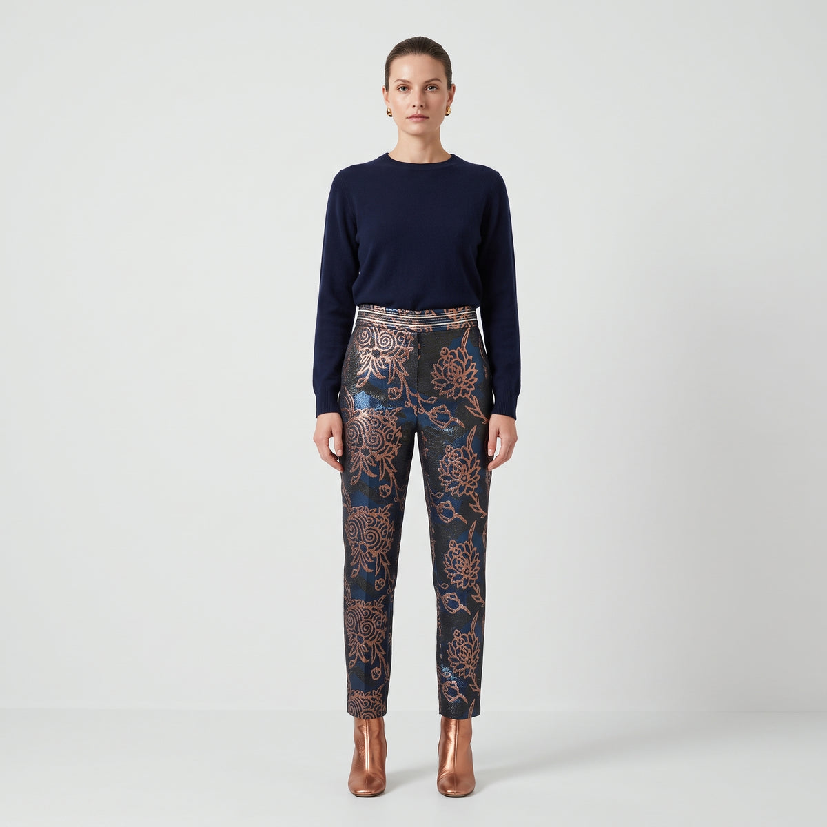 Floral Brocade Tailored Trousers