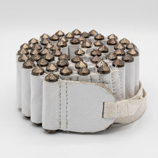 Studded White Leather Belt