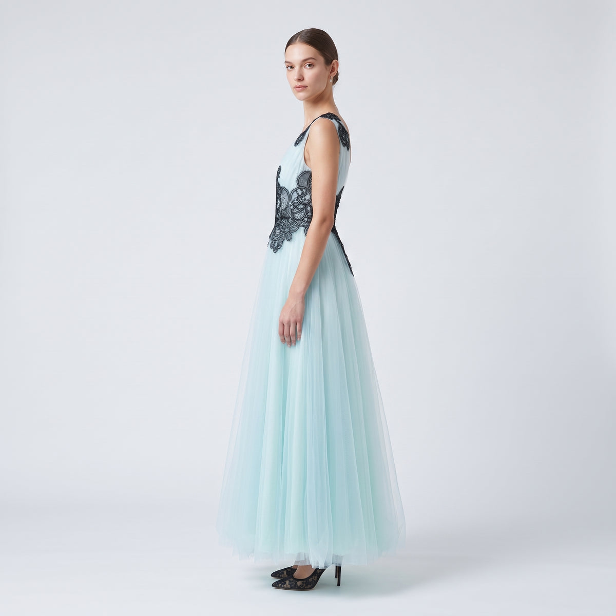 Ethereal Lace Embellished Tulle Gown