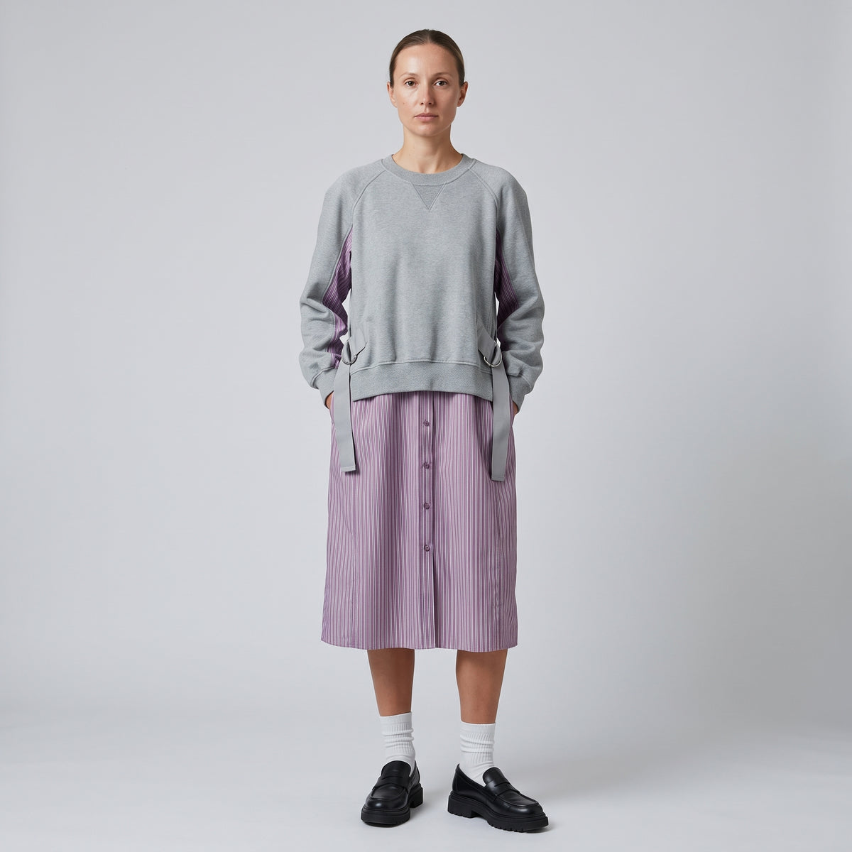 Hybrid Striped Sweatshirt Dress