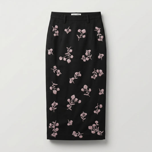 Floral Embroidered Midi Skirt