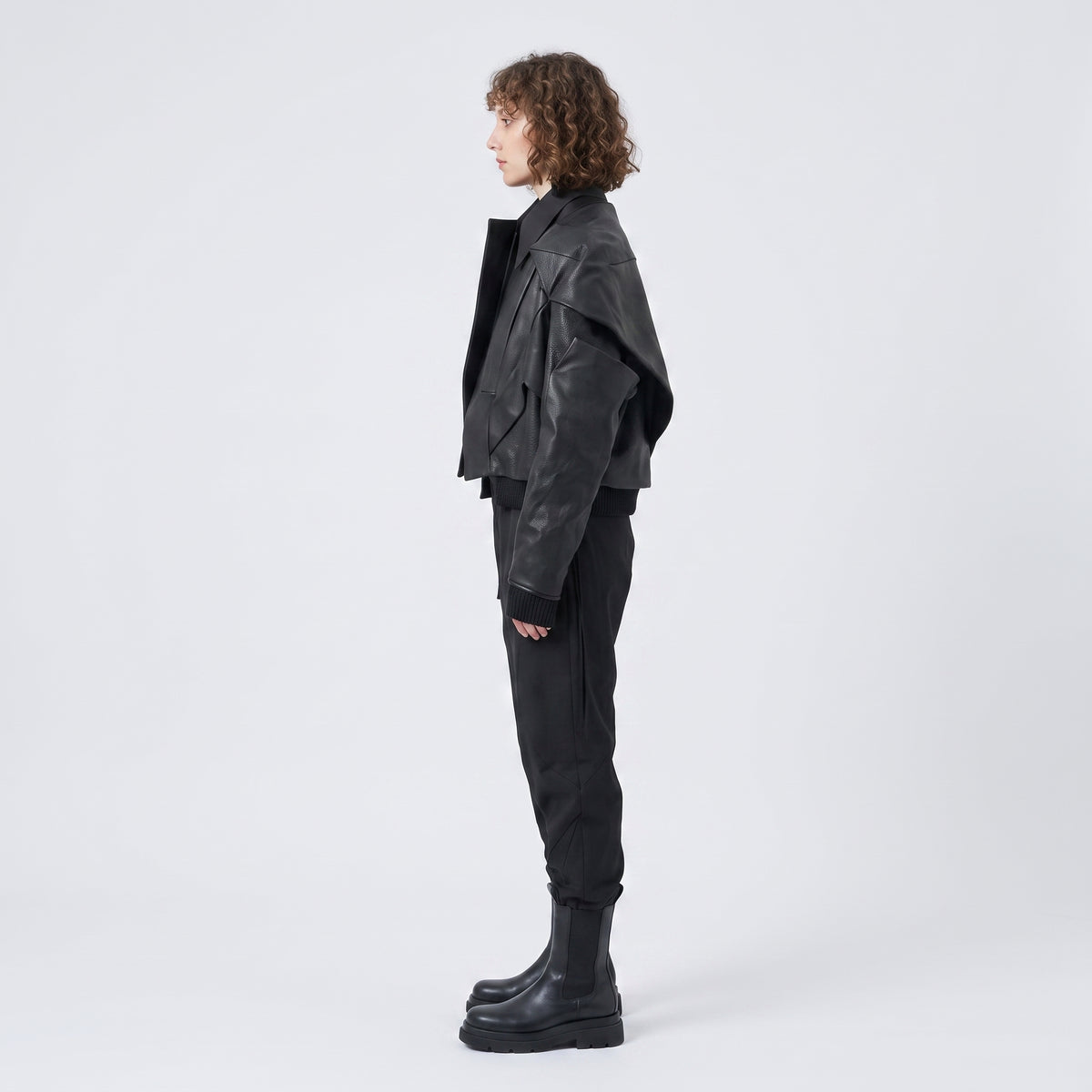 Architectural Leather Bomber Jacket