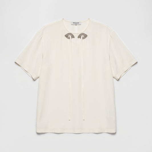 Embellished Silk Crepe Blouse