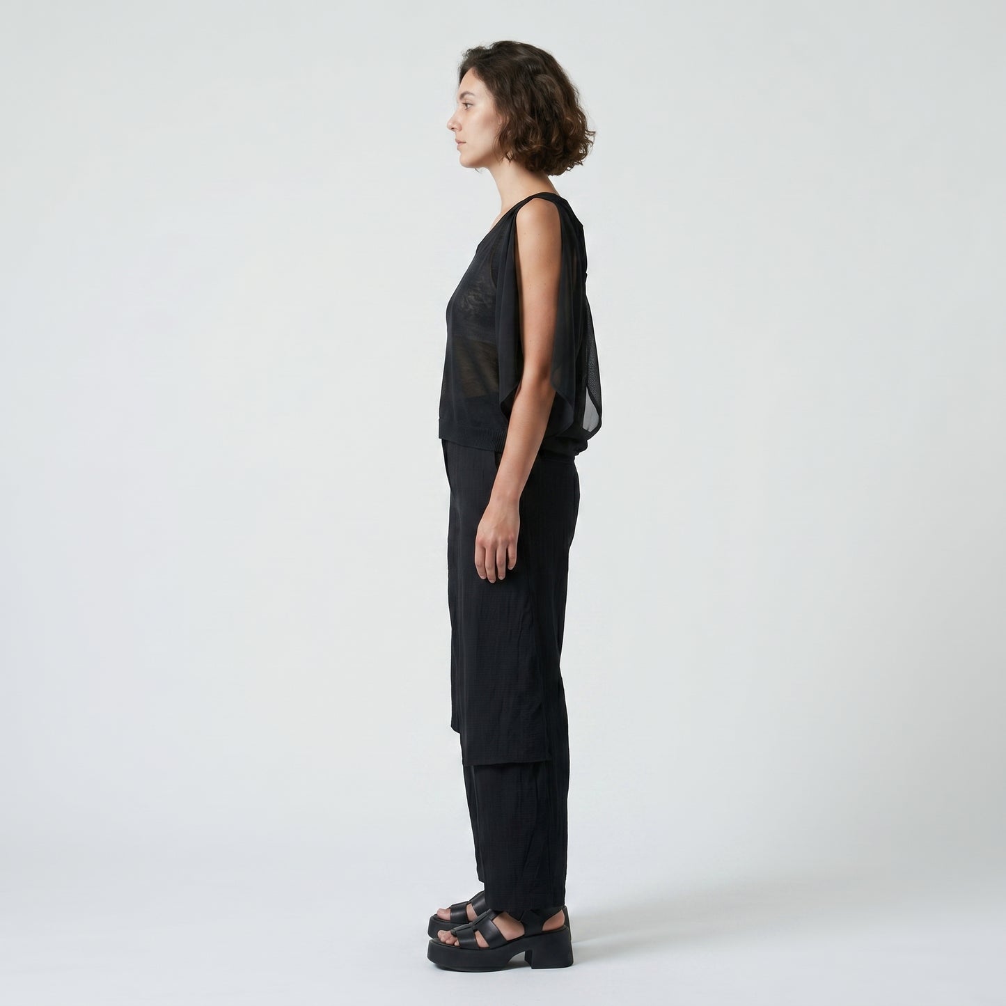 Cold-Shoulder Sheer Sleeve Top