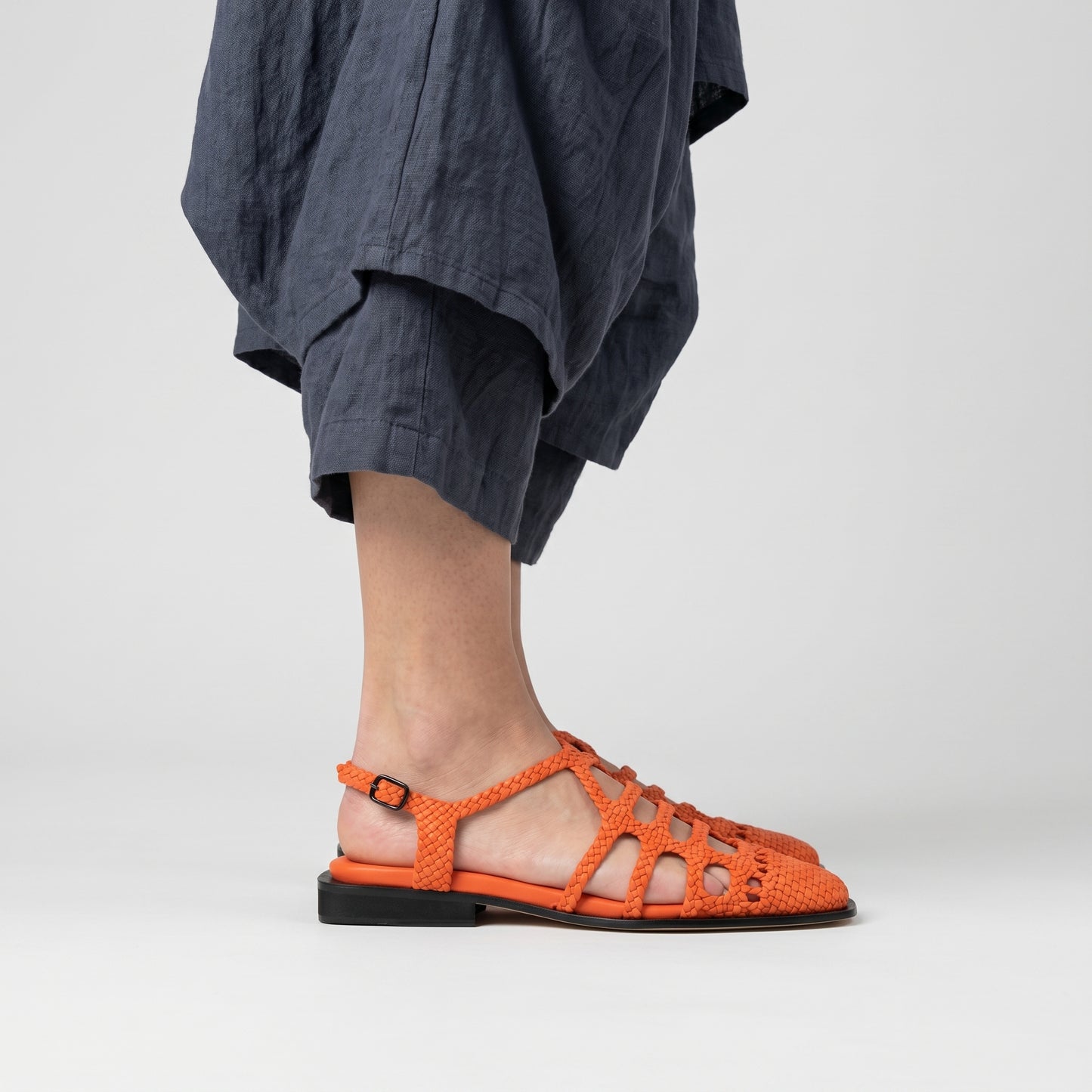 Woven Leather Slingback Sandals