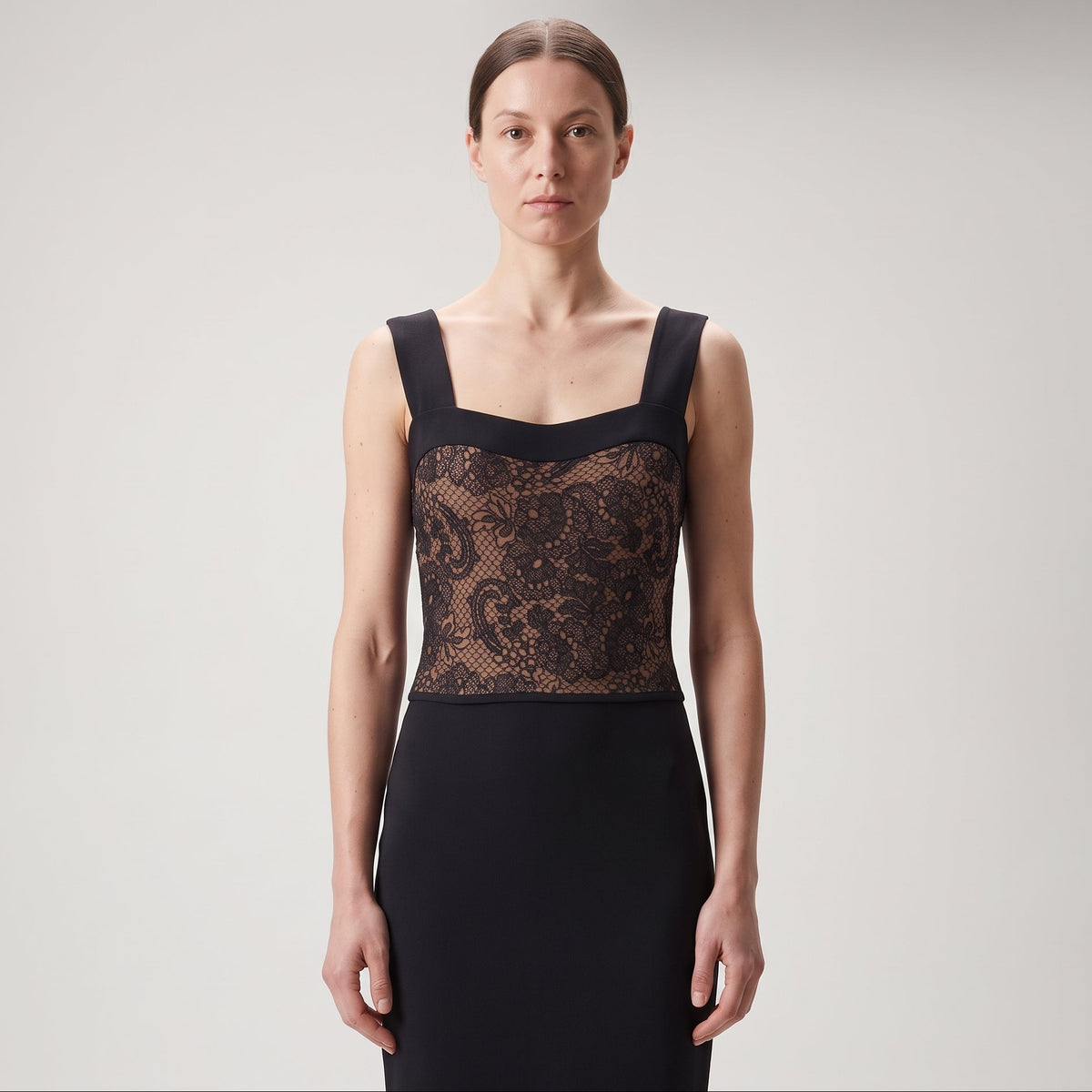 Elegant Lace Contrast Sheath Dress