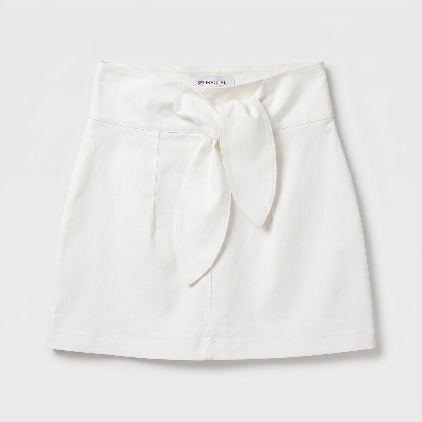 High-Waisted White Tie Mini