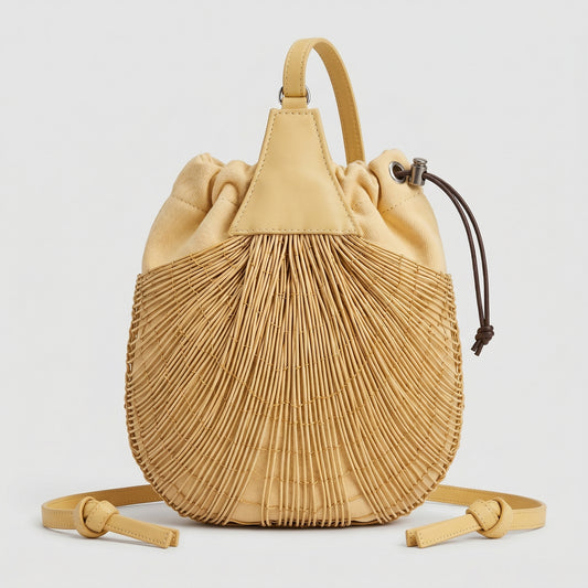 Textured Drawstring Bucket Bag