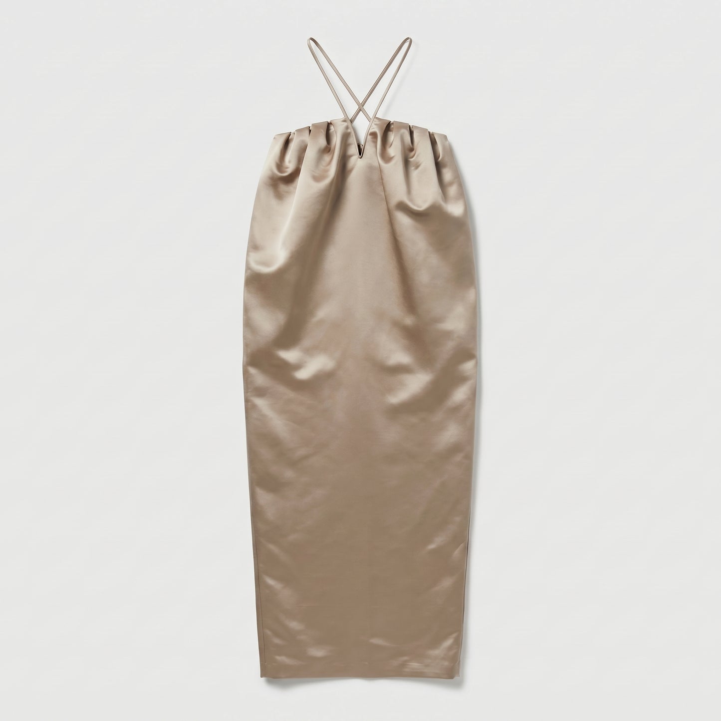 Satin Cross-Strap Midi Dress