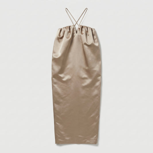Satin Cross-Strap Midi Dress