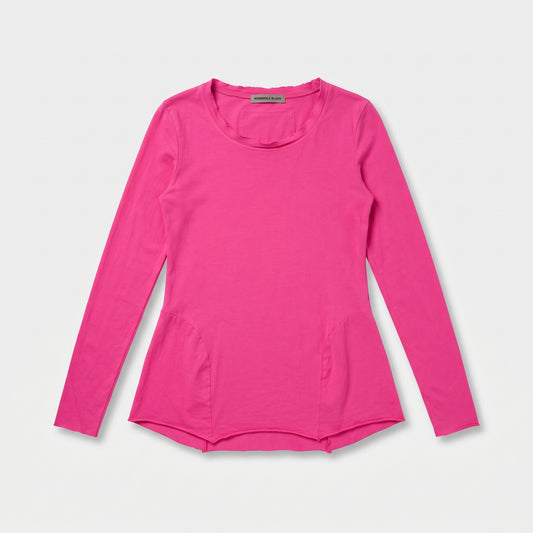 Vibrant Pink Fitted Long-Sleeve Top