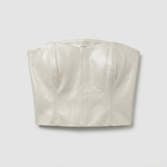 Metallic White Strapless Corset Top