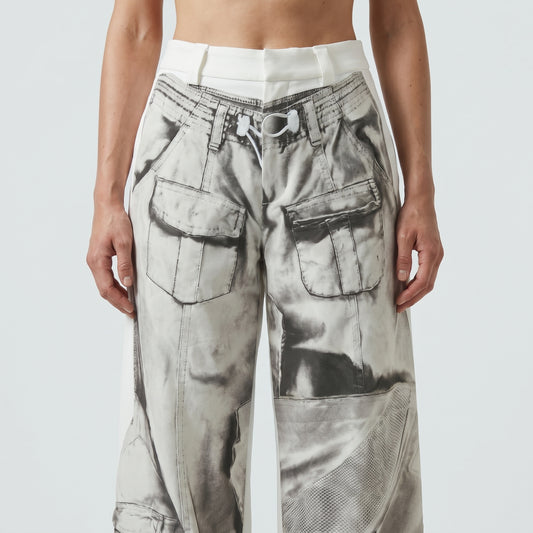 Trompe L'oeil Graphic Cargo Trousers