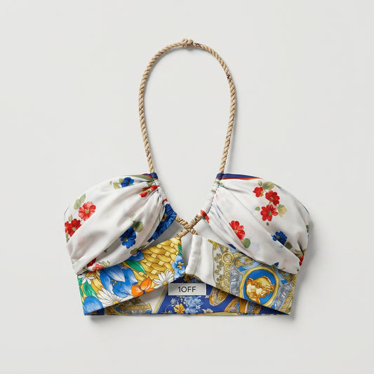 Floral Print Silk Halter Top