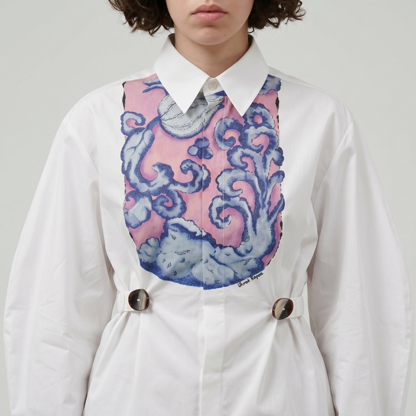 Graphic Insert Fitted Cotton Shirt