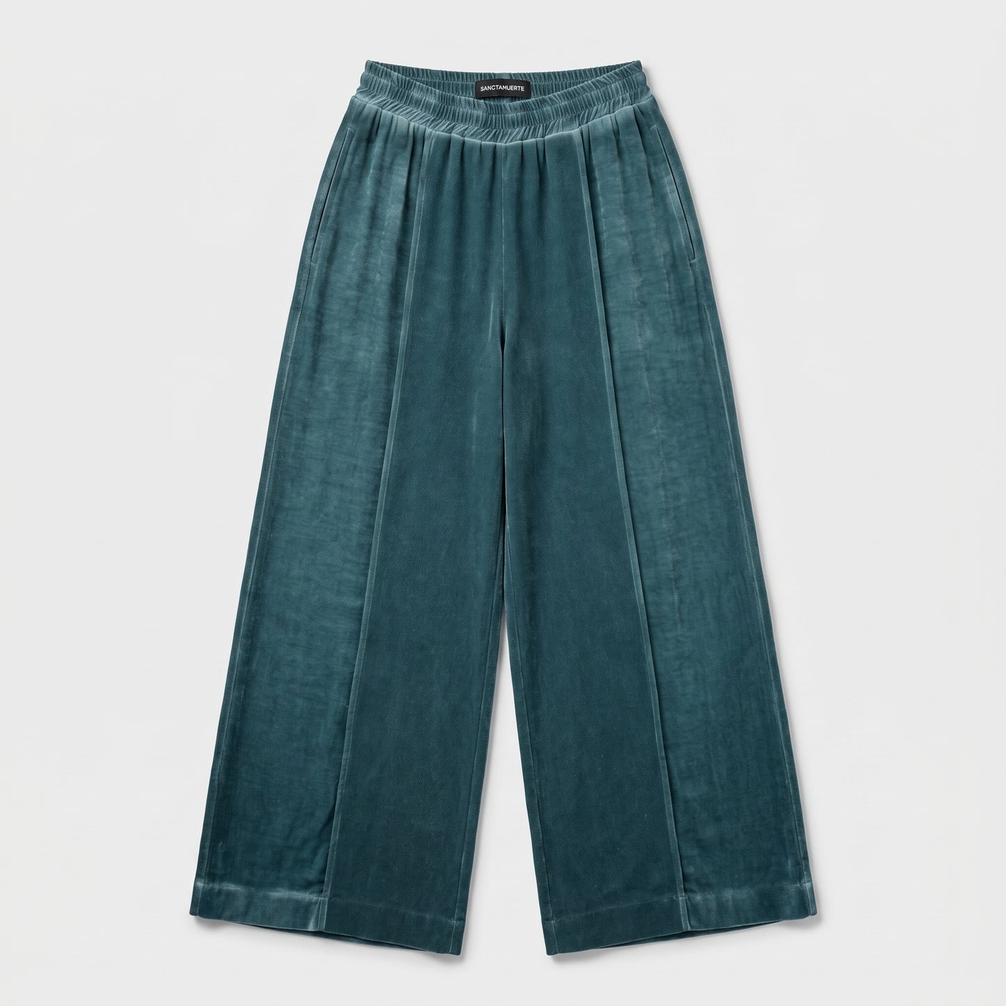 Teal Velvet Wide-Leg Trousers