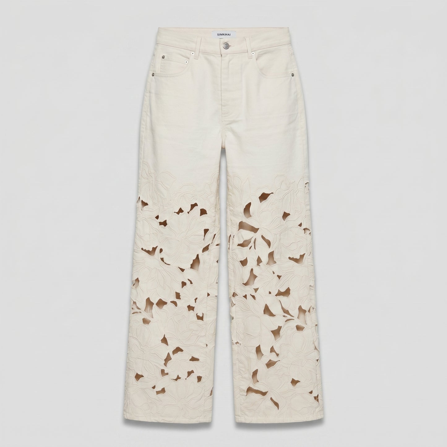 Floral Cutout Wide Leg Jeans