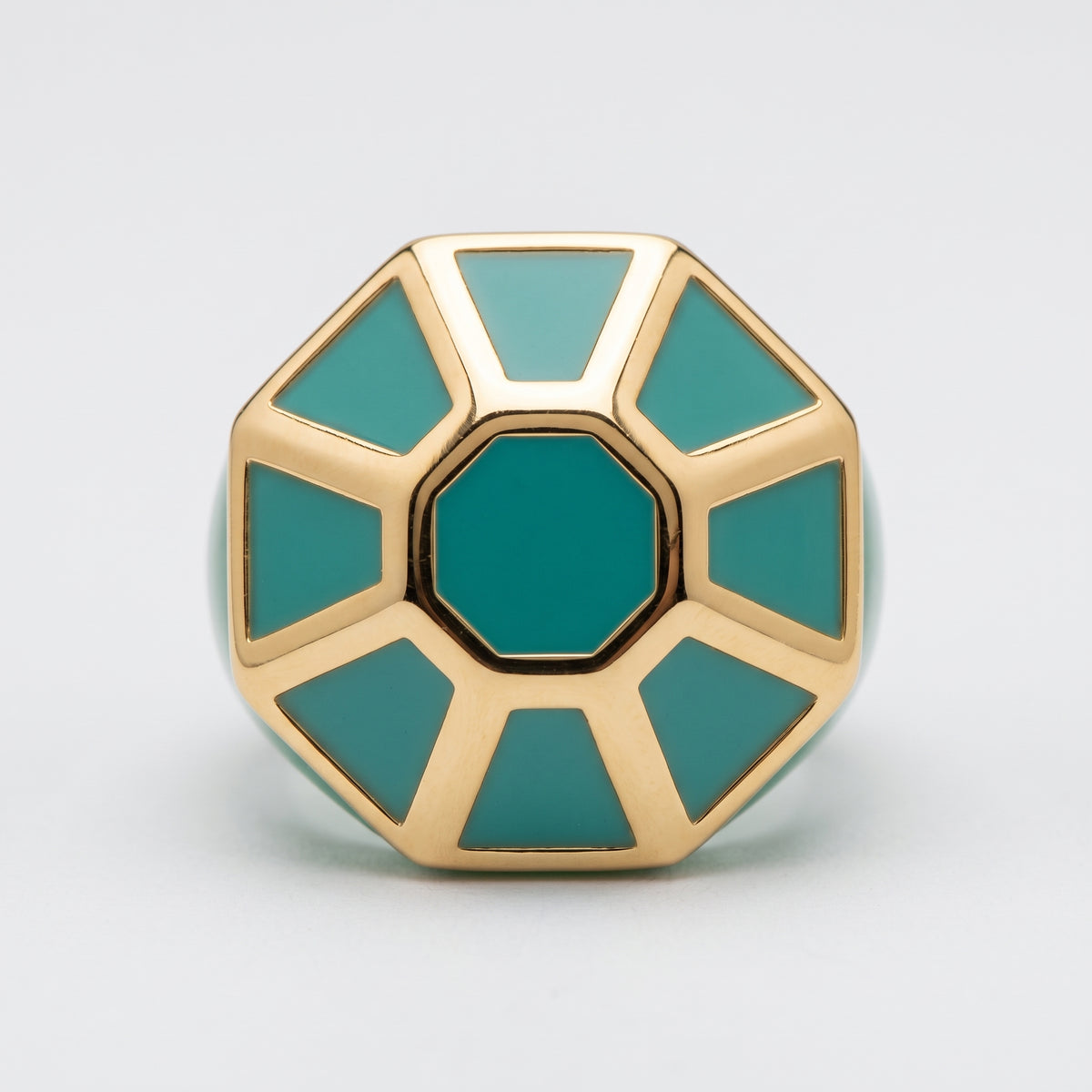 Geometric Enamel Gold Statement Ring