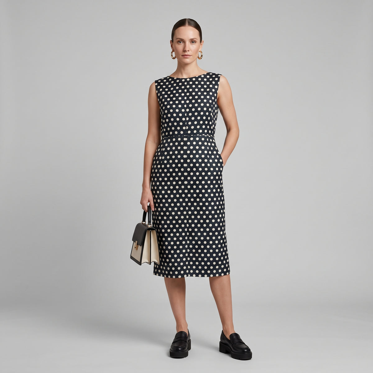 Polka Dot Sleeveless Sheath Dress