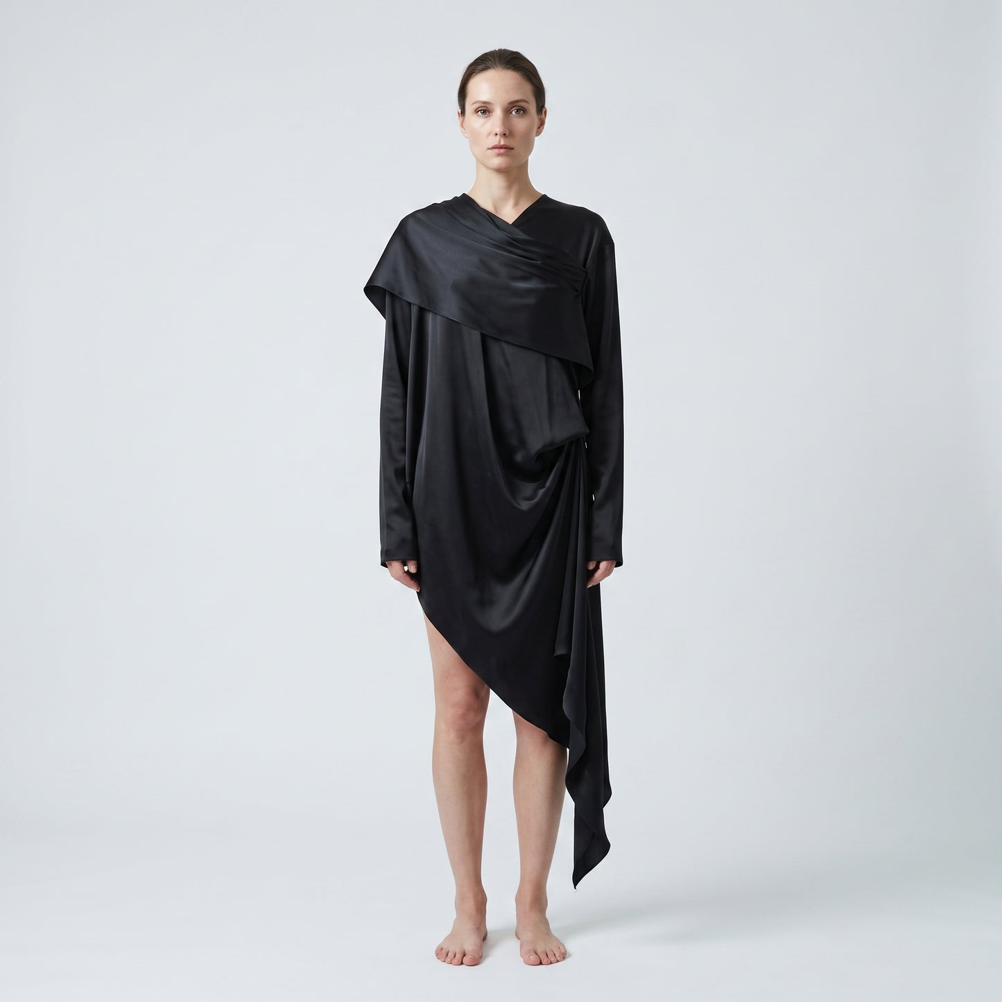 Draped Asymmetric Silk Blouse