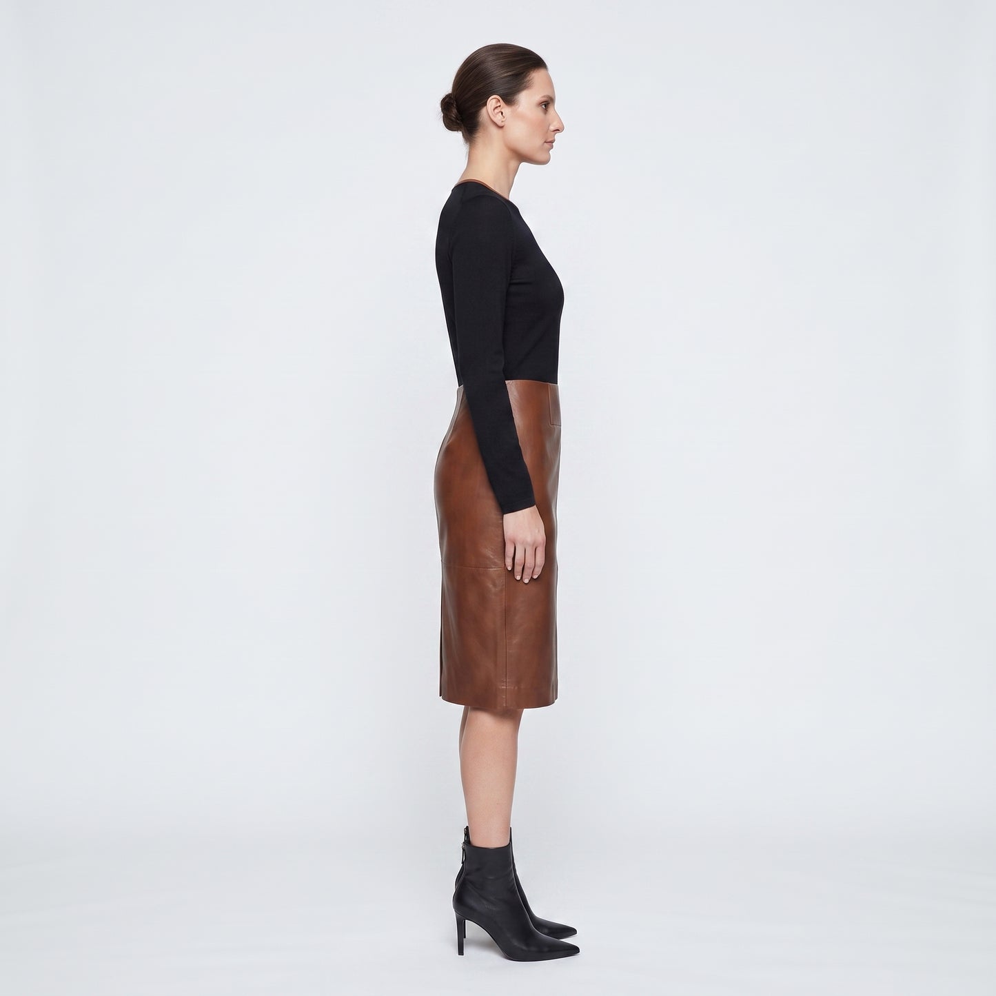 Two-Tone Leather Panel Dress