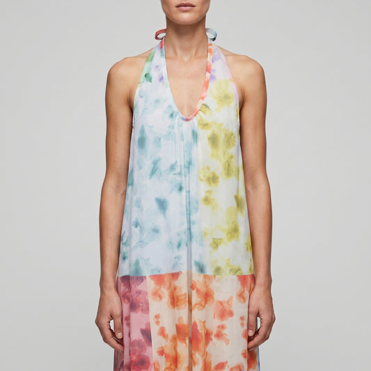 Floral Patchwork Halter Dress