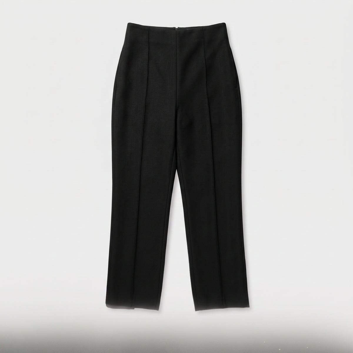 High-Waisted Structured Black Trousers