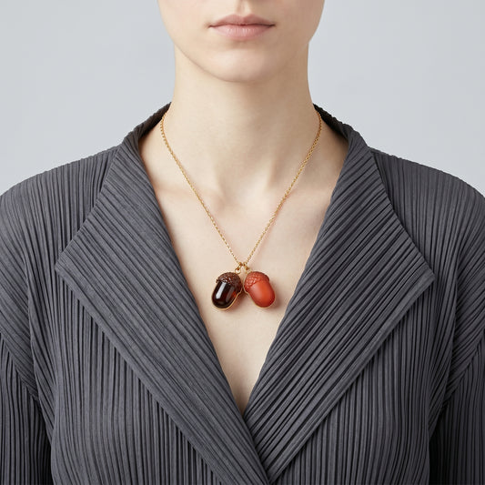 Dual Acorn Pendant Necklace