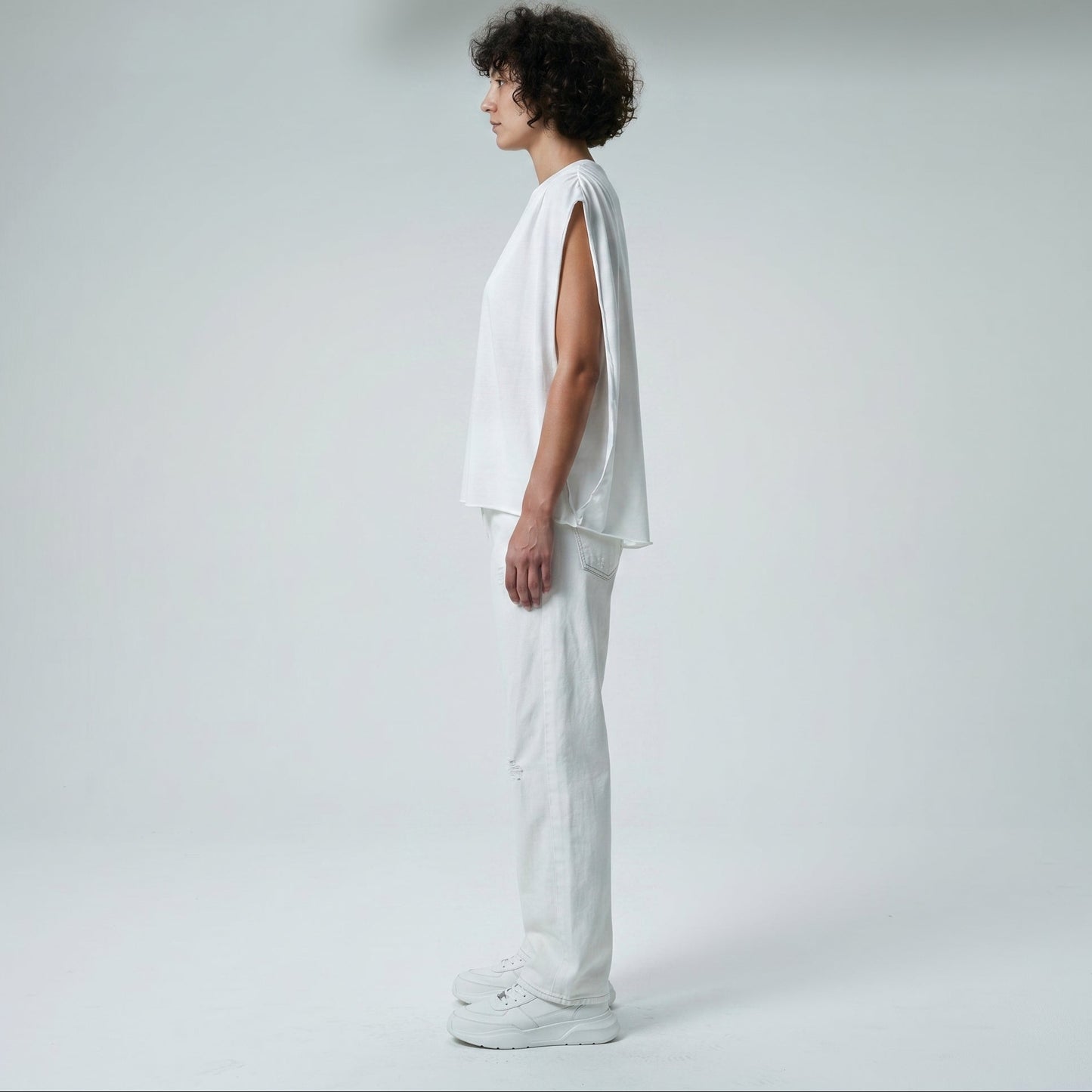 Minimalist Pleated Shoulder Tank