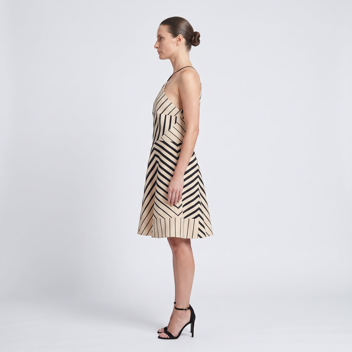 Graphic Striped Halter Dress
