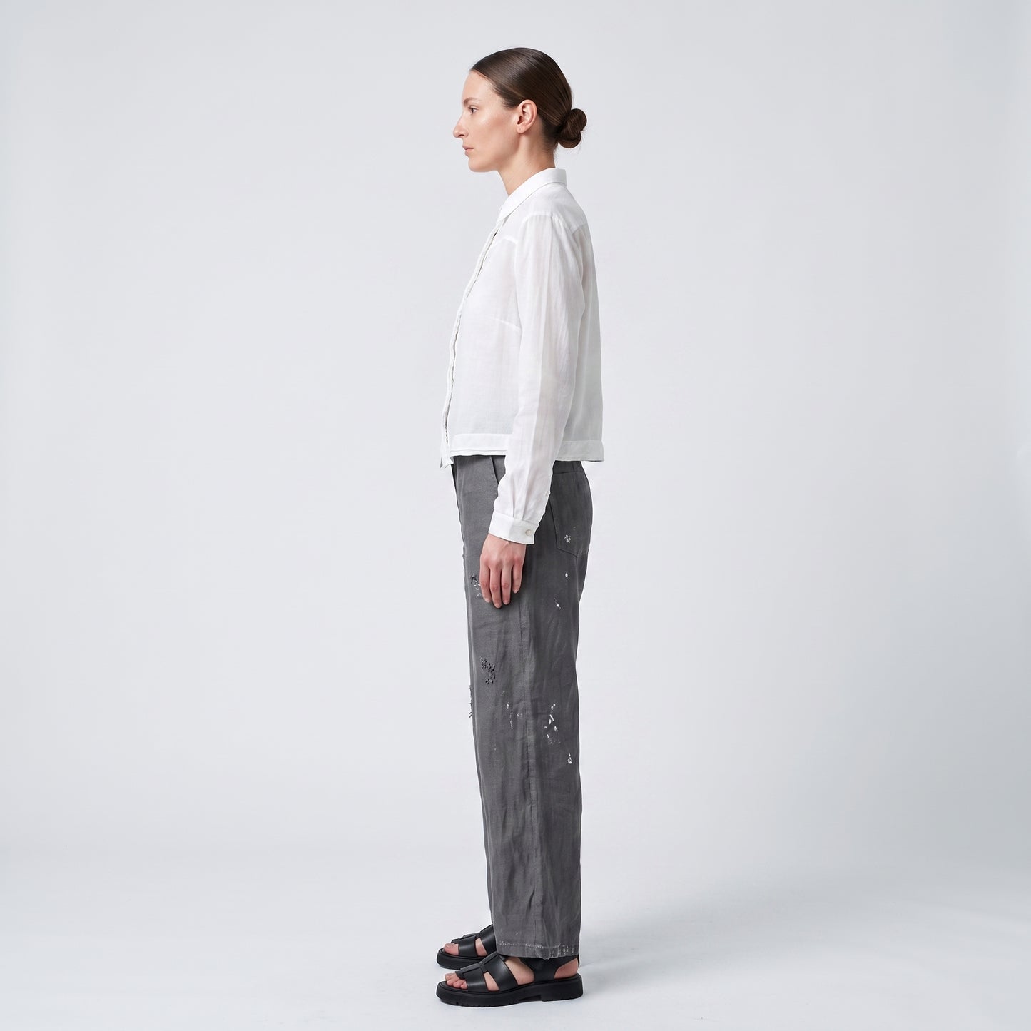 Crisp Ruffled White Cotton Shirt