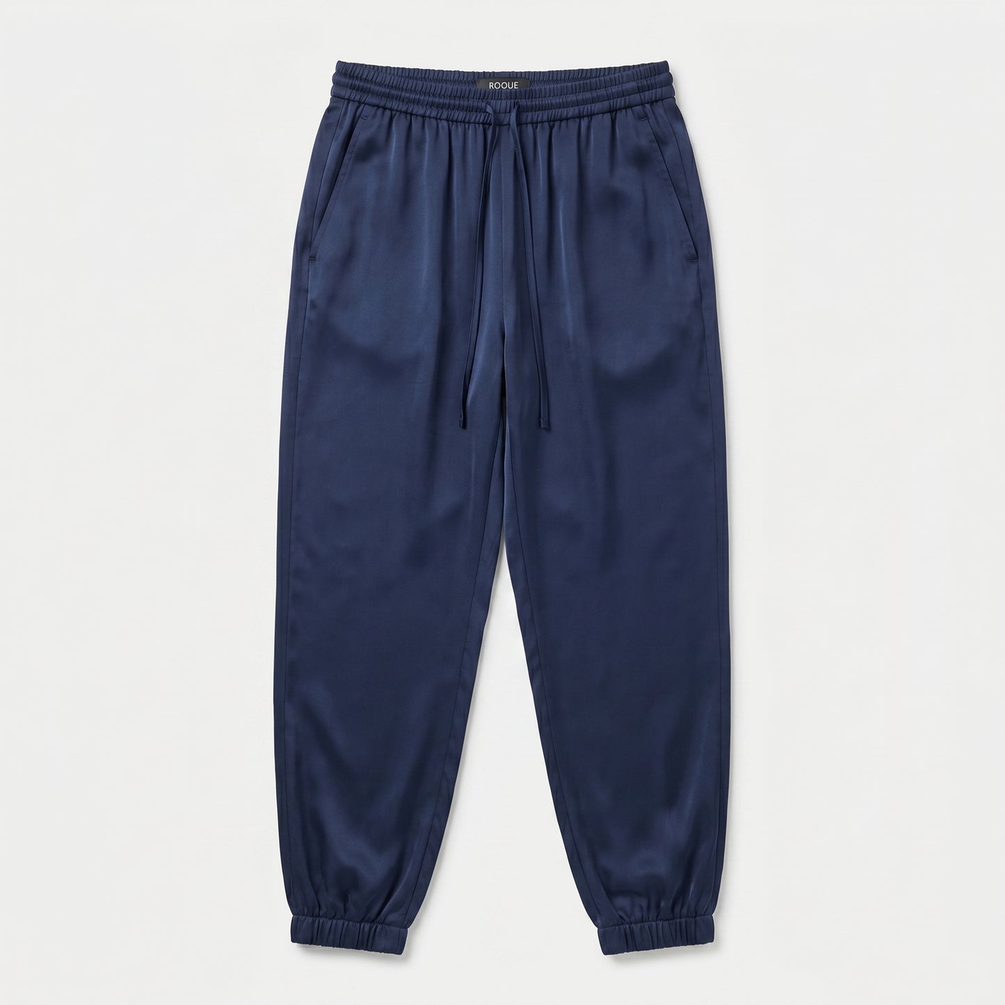 Navy Silk Drawstring Joggers