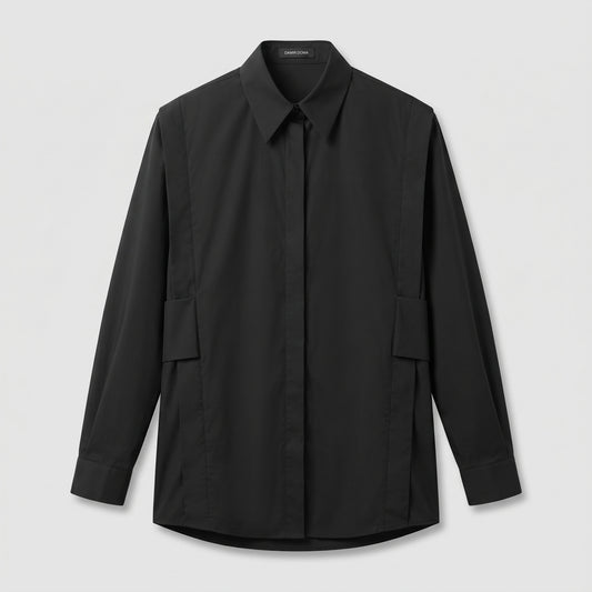 Structured Black Cotton Shirt